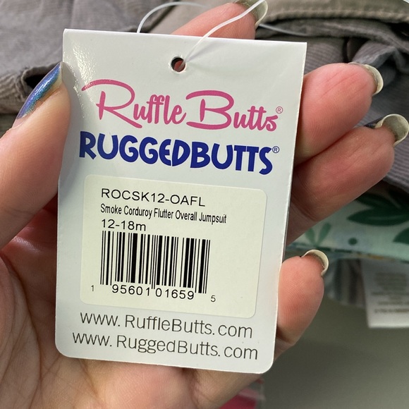 NWT Ruffle Butts “smoke corduroy flutter overall jumpsuit” size 12-18 - Picture 3 of 3